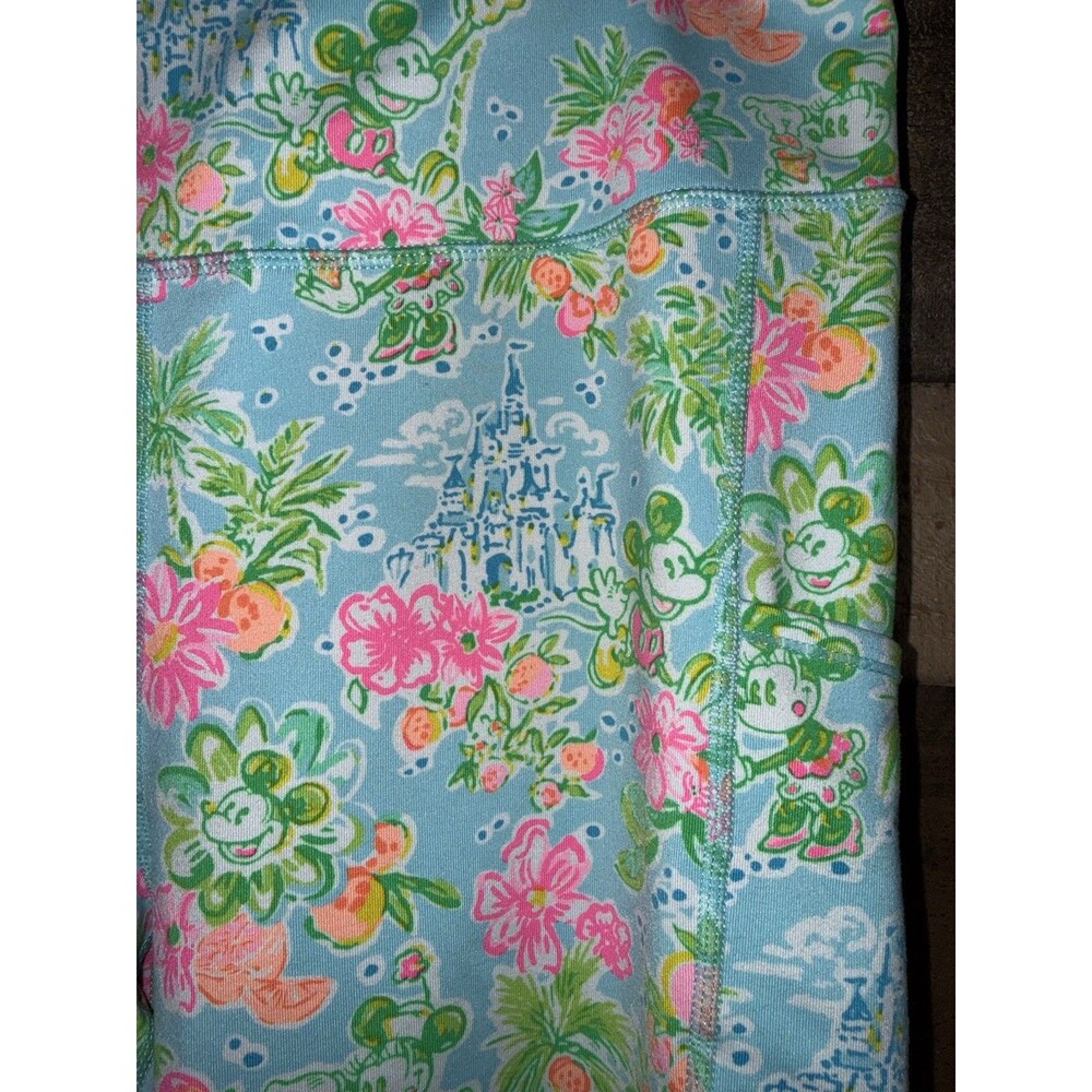Disney Parks Lilly Pulitzer Weekender Leggings Womens L Green Mickey Mouse